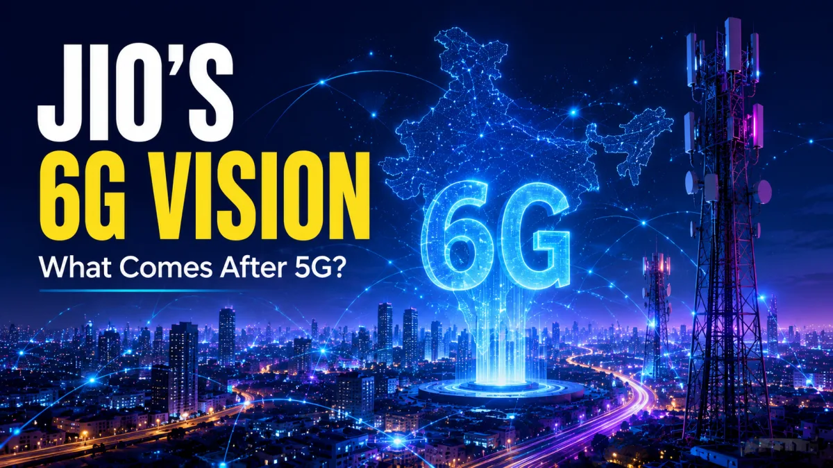 Reliance Jio 6G technology concept with futuristic wireless network and AI-powered connectivity in India